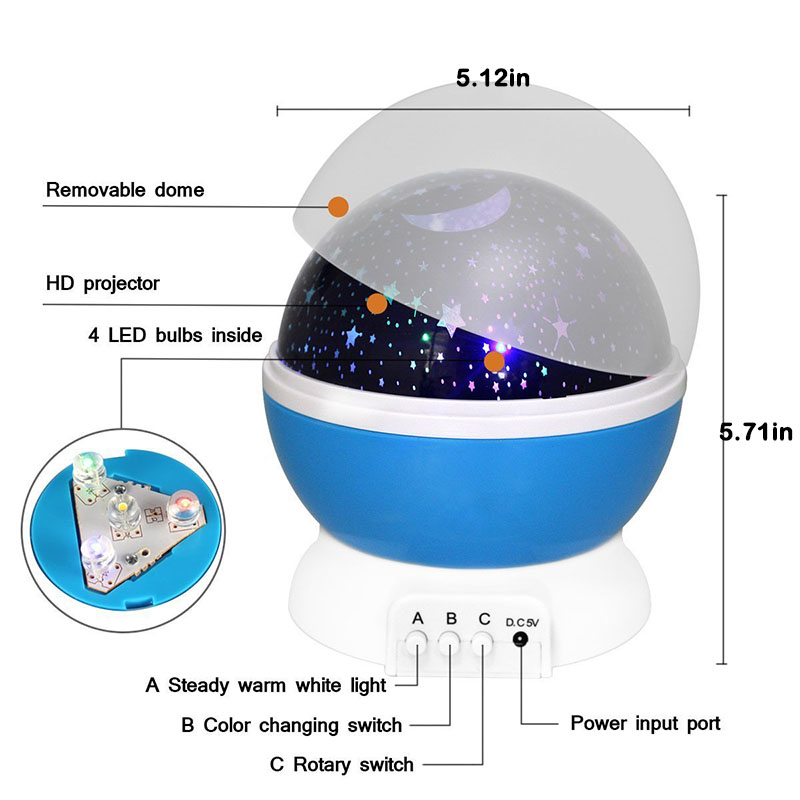 LED Starry Sky Rotating Night Light